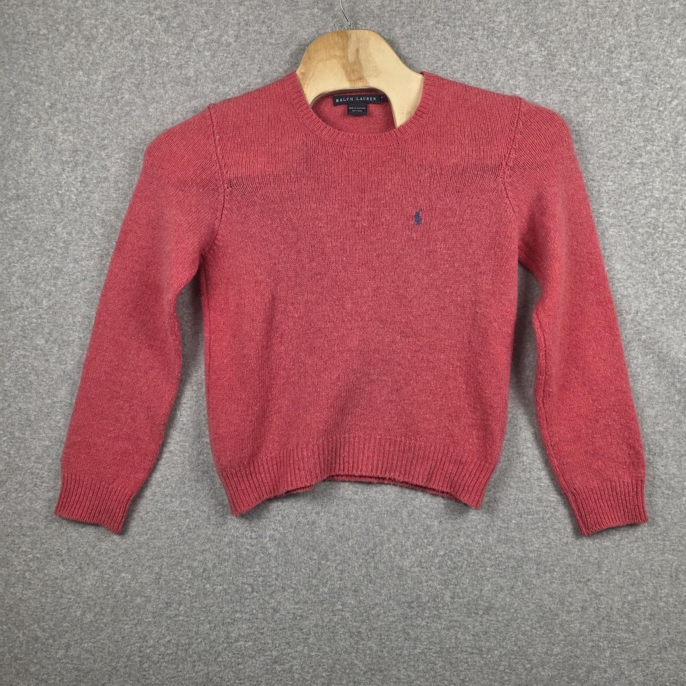 Ralph Lauren Sweater Womens XL Red Wool Crewneck Pullover Pony Logo Scotland
